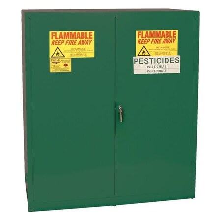 Eagle Mfg 110 Gallon, 2 Drum, Vertical, 1 Shelf, 2 Door, Manual Close, Pesticide Safety Cabinet, Green- PEST1955X